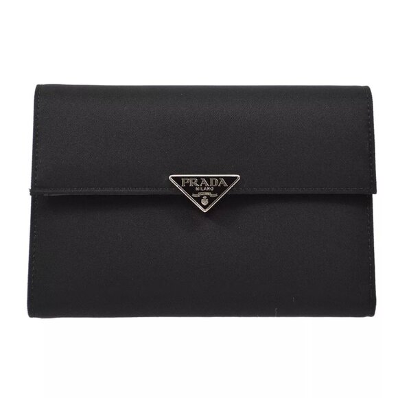 Prada Black Nylon Trifold Wallet Small Good - Picture 1 of 7